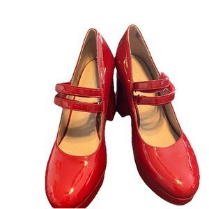 Limelight Womens Lola Chunky Platform Sandal High Heels Patent Red Dress Shoe 10
